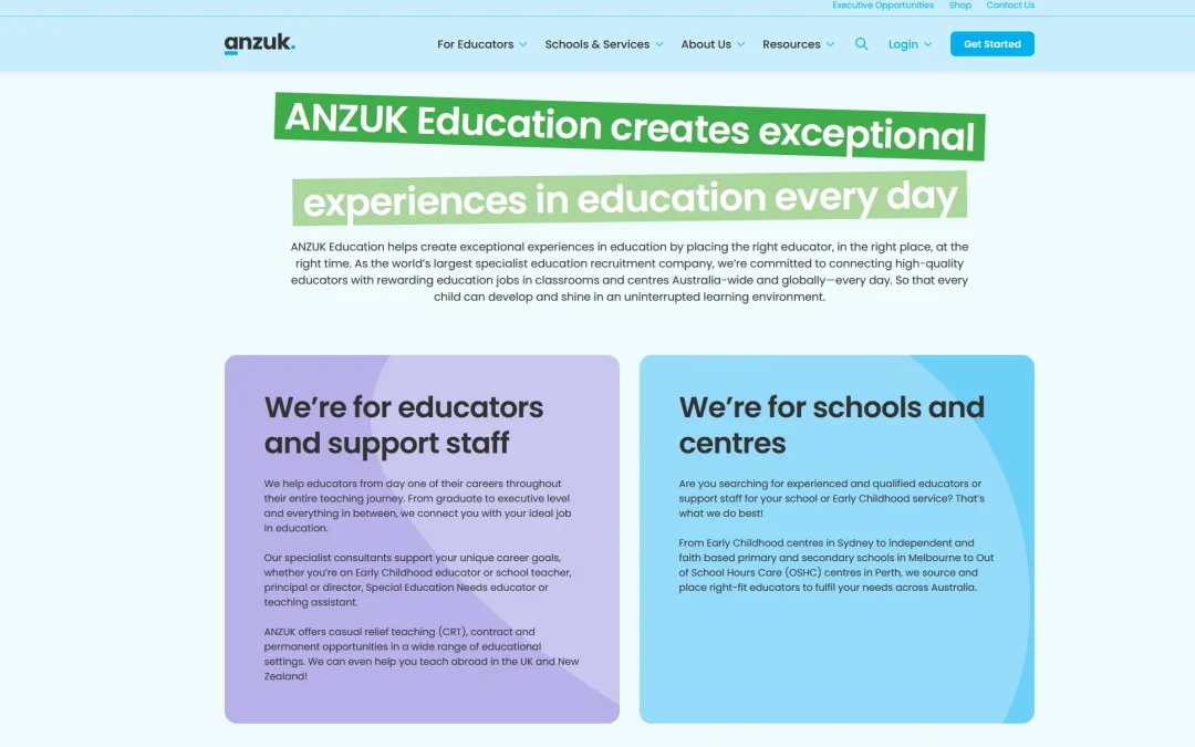 SEO Website Copywriting for ANZUK Education
